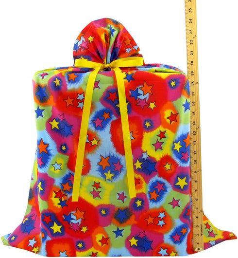 VZWraps Stars Reusable Fabric Gift Bag for Birthday, Graduation or Father's Day (Jumbo 27 Inches Wide by 33 Inches High)...
