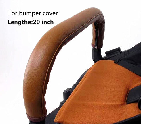 MINILUJIA Baby Stroller Armrest Bumper Handlebar Sleeve Cover Universal Handle Cover DustProof Protect PU Leather Case with Removable Zipper Brown...