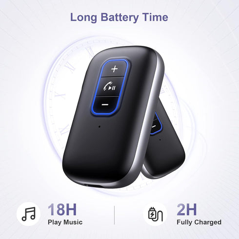 AUX Bluetooth Adapter for Car, Bluetooth 5.0 Receiver with Hands-Free Calls, Noise Canceling, Dual Connection, 3.5 mm Aux Bluetooth Car Adapter, 1...