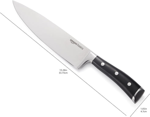 Amazon Basics Classic 8-inch Chef’s Knife with Three Rivets, Silver...