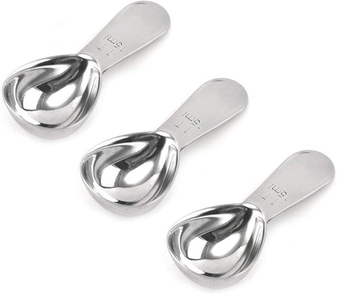 coffee scoop 3-piece set Stainless steel tablespoon measure spoon, Coffee scoop 1 tablespoon(15 ml, silver) Suitable for ground coffee, Milk, Powd...