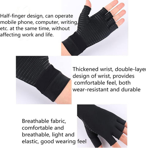 Fingerless Copper Arthritis Gloves Compression Gloves for Swelling and Stiffness Carpal Tunnel Pain Relief Gloves, Copper Infused Gloves for Arthr...