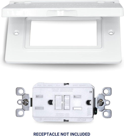SIGMA ENGINEERED SOLUTIONS 14249WH Weatherproof Outdoor GFCI Outlet Cover, White, Metal, 1-Gang, Horizontal...