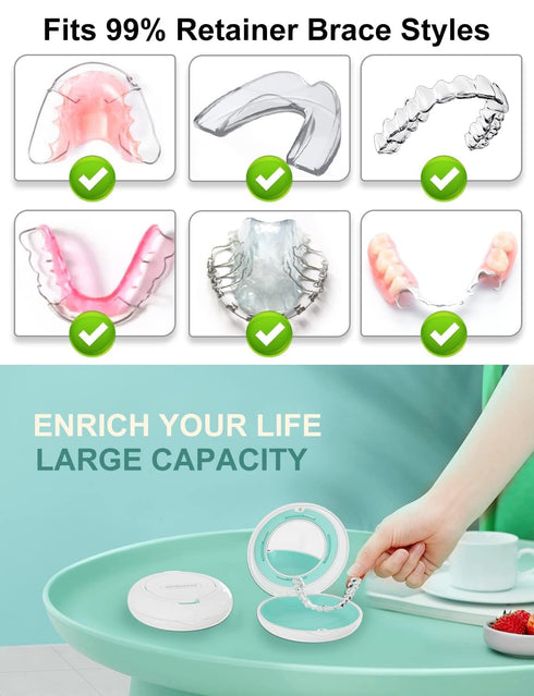 HEMILAB® 2 Pack Retainer Case, Slim Aligner Case with Mirror, Compatible with Invisalign, Mouth Guard Case, Cute Retainer Case with Vent Holes, Wh...
