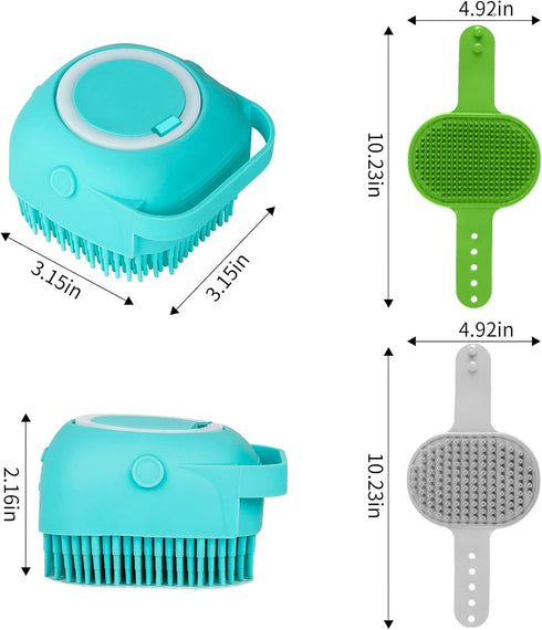 3PCS Dog Bath Brush | Dog Shampoo Brush | Dog Scrubber for Bath | Dog Bath Brush Scrubber | Dog Shower/Washing Brush with Adjustable Ring Handle f...