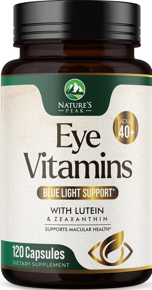 Eye Vitamin & Mineral Supplement with Lutein, Zeaxanthin, Bilberry & Zinc, Supports Eye Strain, Vision Health for Adults with Vitamins C & E, Non-...