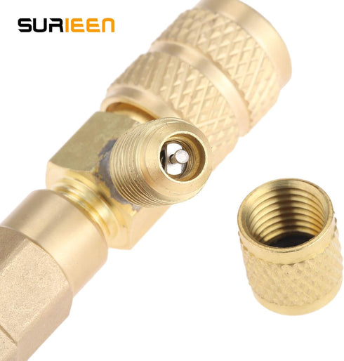 R410A R22 Valve Core Remover Installer Tool with Dual Size SAE 1/4 & 5/16 Port & Brass Adapter, Valve Core Removal Tool for R410 R32 R22 R12 R407 ...