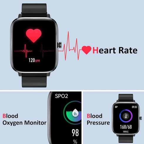 Smart Watch for iPhone/Android Phones (Answer/Make Calls) - 1.69" HD Screen Fitness Tracker : Heart Rate/Sleep/Blood Oxygen/Steps, Multiple Sports...