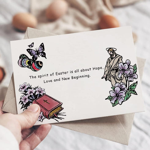 Hying Easter Religion Clear Stamps for Card Making and Photo Album Decorations, Jesus Cross Silicone Stamps Blessing Words Transparent Rubber Stam...