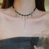Leather Tassel Rhinestone Necklace Five-pointed Star Pendant Necklace Black Leather Punk Choker Necklace Halloween Jewelry for Women...