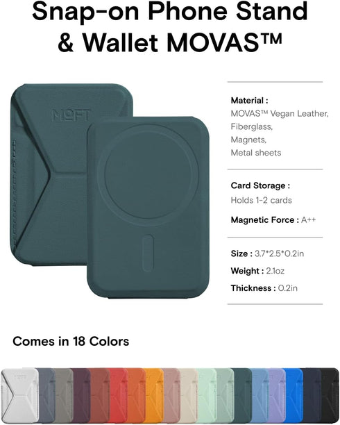 MOFT Magnetic Wallet Stand Compatible with iPhone 15/14/13/12 Series, Angle Adjustment & Magsafe Compatible MOVAS Phone Stand,Jungle...