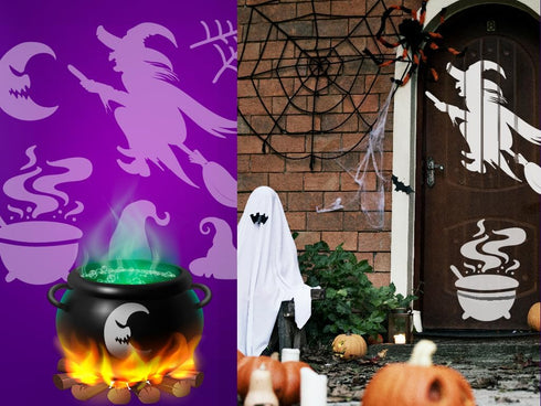 Stencils Happy Halloween 10?10” 8-Pack Set: DIY Halloween Crafts, Reusable Large Stencils for Pumpkins, Walls, and Wood Painting - Halloween Skele...