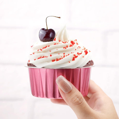 EUSOAR Baking Cups Aluminum Foil, 5oz Pack of 30 Blue Red Rose Gold Cupcake Cups with Lids, 125ml Pie Ramekins, Desserts Flans, Custard Cake Puddi...