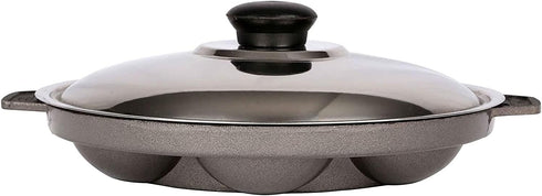 D&Y Aluminium Non Stick Cookware Gas Stove Compatible Appam Patra Paniyarakkal Appam Pan Appa Chetty Paniyaram Pan with Lid Pancake Pop Maker Tako...