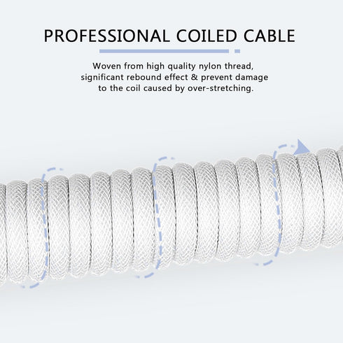 C01Pro Coiled USB C Cable for Gaming Keyboard,Nylon Braided Mechanical Keyboard Cable with Detachable Metal Aviator,Double-Sleeved,Pro Custom Type...