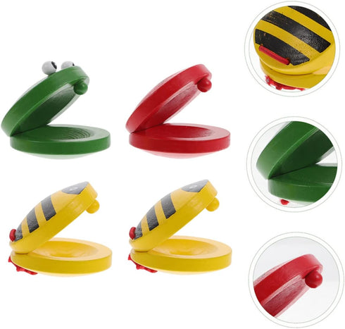 SAFIGLE 8 Pcs Cartoon Animal Castanets Kids Musical Toys Spanish Baby Toys Toddler Instruments Rhythm Toys for Kids Hand Castanets Castanet Clappe...