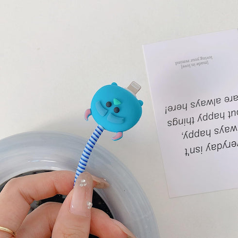 ZOSTLAND Cute Cartoon Blue Monster DIY Protector Data Cable 18W 20W USB Charger Line Earphone Wire Saver Organizer Compatible with iPhone 11 12 13...