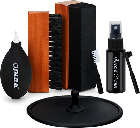 Vinyl Record Cleaning Kit - Complete 7-in-1 Vinyl Record Cleaner Solution - Velvet Brush - Microfiber Brush - Stylus Brush - Label Protector - Air...