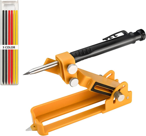 Multi-function Scribing Tool,Aluminum Alloy Scribe Tool with Deep Hole Pencil Construction Pencil DIY Woodworking Marking Contour Gauge Scriber Pr...