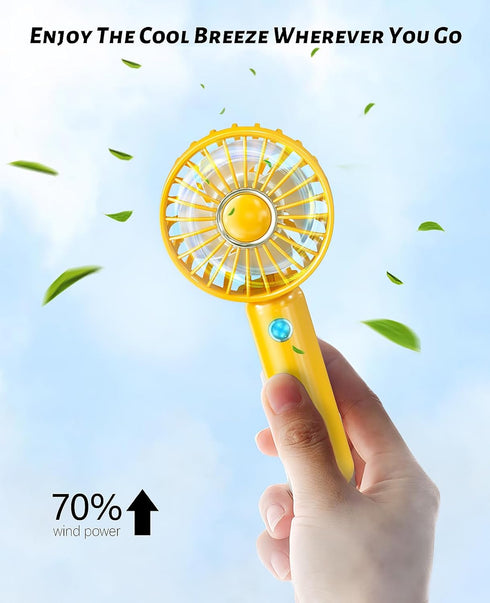 Mini HandHeld Portable Fan, Small Personal Battery Operated Fan Lash Fan Quiet usb Rechargeable 3 Speed Adjustable for Outside Travel Patios Indoo...