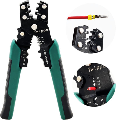 Crimping Tool, Wire Crimper Tool with Stripper Cutter, Crimping Pliers for Open Barrel Terminals and Heat Shrink Connectors, Crimping for 26-10 AW...