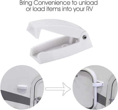 Miady RV Baggage Door Catch -Holds Compartments and Doors Open, Durable Material and Simple Installation- White...