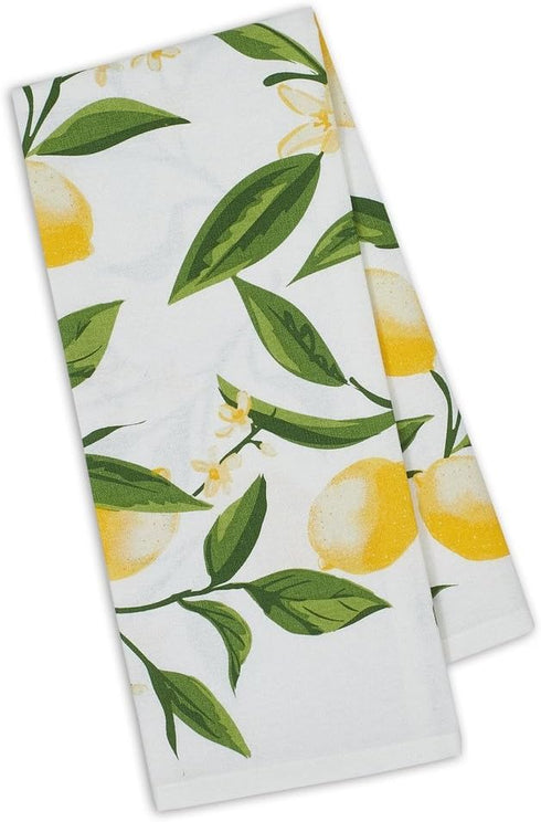 DII Design Imports Coordinating Embroidered and Printed Cotton Dishtowel Sets of 2 Tea Towels (Lemon)...