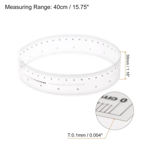 Film Flexible Ruler 16 Inch 0.5mm Scale PET Plastic Folding Straight Ruler Calibration Soft Ruler Measuring Tool for Factory, Transparent...