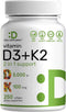 DEAL SUPPLEMENT Vitamin D3 5,000 IU + K2 MK7 Softgels, 250 Count | 2-in-1 Complex | Supports Heart, Bone, Teeth & Immune Health | Easy to Swallow...