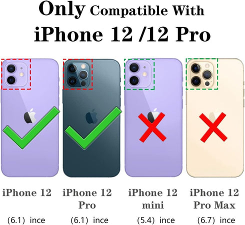 HNHYGETE for iPhone 12 Case, iPhone 12 Pro Case with Screen Protector: (Heavy Duty) Military Grade 360° Rotatable Kickstand Shockproof Protective ...