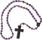 Sine Cera Amethyst/Jujube Wood 5 Decade Catholic Rosary, Laser Engraved Crucifix/Double-Sided Centerpiece, Smooth 6mm Beads...