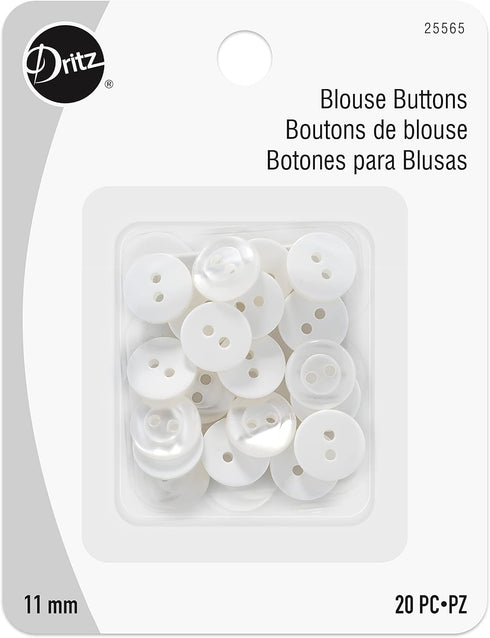 Dritz Blouse, White Pearl, 11mm, 20 pcs Shirt Buttons, Count...