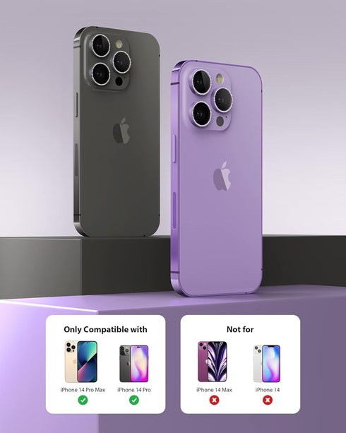 for iPhone 14 Pro and iPhone 14 Pro Max Camera Lens Protector 3D Bling Glitter Glass Camera Screen Cover Easy Installation for iPhone 14 Pro Max a...