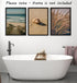 Sandy Beach Landscape Set of 3 Unframed Wall Prints, Coastal Sea Shell Ocean Waves Beach Path Wooden Bridge Reeds Posters, Bathroom Living Room Be...