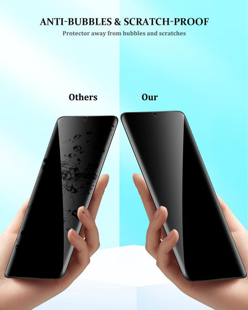 Compatible for Samsung Galaxy S24 Ultra Privacy Screen Protector Tempered Glass with Camera Lens Protector, Support Fingerprint ID Anti-Spy Temper...