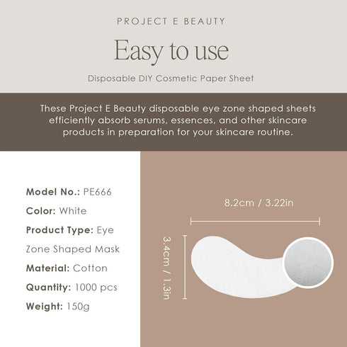Project E Beauty 1000pcs Disposable DIY Non-Woven Eye Mask Paper DIY Cotton Eye Care Mask | for Skincare & Spa Salon Use | Cosmetic Facial Paper f...