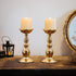 Set of 2 Gold Candlestick Metal Pillar Candle Holders, Flameless Candlestick Holders Stand Centerpieces Decoration Ideal for Weddings, Special Eve...