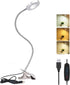 USB Desk Light with Clip, LED Eye-Caring Reading Lights with 3 Color Modes, 10 Brightness Dimmable and Long Flexible Gooseneck Portable Lamp for D...