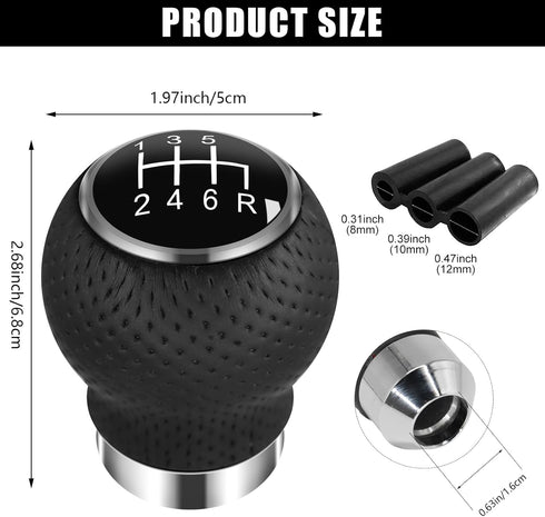 Universal Shift Knob 6 Speed Manual Gearbox Shift Knobs Fit for Most Car Transport Vehicles?Round Head R Down?...