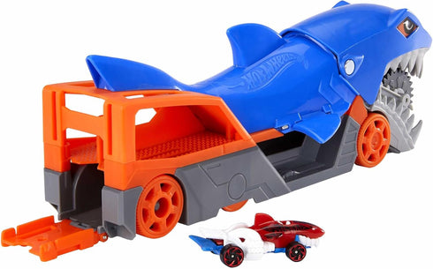 Hot Wheels Toy Car Playset, Shark Chomp Transporter & 1:64 Scale Car, Connects to Track & Stores 5 Scale Vehicles...