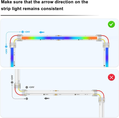 PAUTIX 12mm Connectors 10pcs L-Shaped/Corner Connectors,Solderless Terminal Extension Connection for 3-Pin RGB Smart IC COB LED Strip Lights,NOT f...