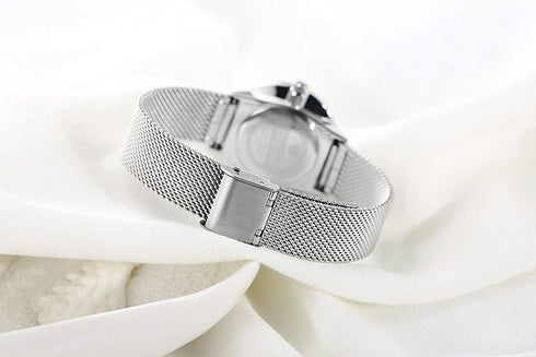 MASTOP Women's Silver Stainless Steel Simple Ultrathin Wrist Watch Mesh Strap Analog Display Quartz Watch...