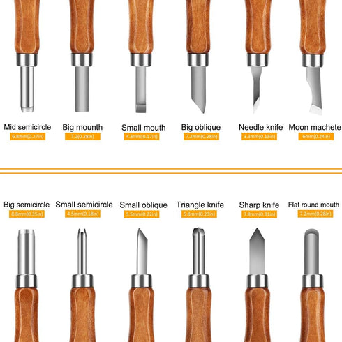 Wood Carving Tools, Adevena 12 Set SK2 Carbon Steel Sculpting Knife Kit for Beginners & Professions...