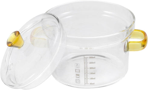 CALLARON Glass Saucepan Stovetop Milk Butter Warmer Stew Simmer Noodle Cookware with Cover and Dual Handle for Pasta Chocolate Melting Coffee Tea ...