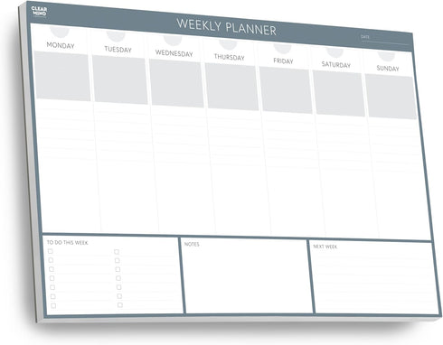 Clear Mind Concepts® Weekly Planner Desk Pad – Tear-Off, Undated, 52 Sheets, 11.3in x 16.5in – Boost Your Productivity with Thick Paper for Home, ...