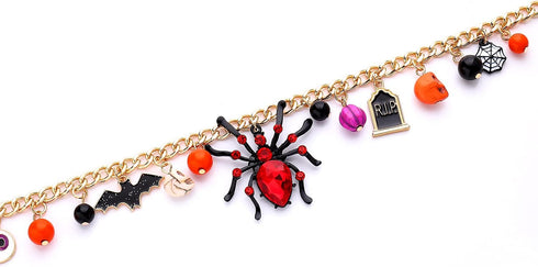 XOCARTIGE Halloween Pumpkin Pendant Necklace Witch Cat Charms Necklace Party Ghost Long Chain Necklaces for Women Girls...