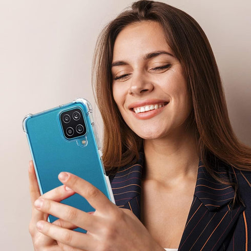 for Samsung Galaxy A12 Case, Samsung A12 Case with Screen Protector, Shockproof Crystal Clear Slim Soft Silicone TPU Protective Phone Cover for Sa...