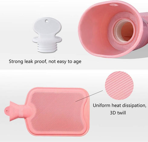 Drizzle Classic Rubber Hot Water Bottle - 2L Pink with Cute Panda Knitting Set - Suitable for Pain Relief Headaches Cramps and Winter Warmth...