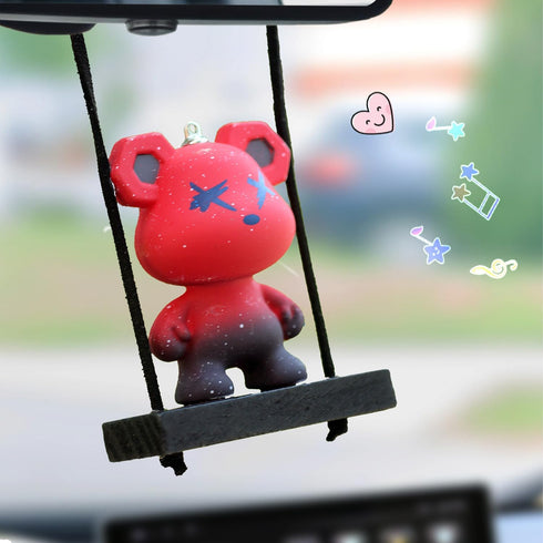 Rear View Mirror Hanging Accessories of Swinging Bear Cool Swinging Bear Car Hanging Ornament Pendant Interior Rearview Mirror Decoration (red Bea...