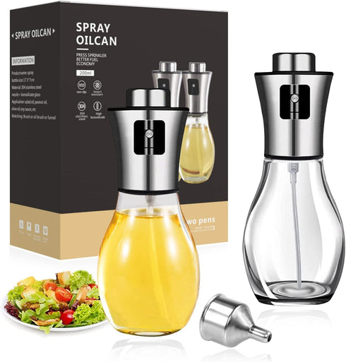 Oil Sprayer for Cooking, Olive Oil Sprayer Mister for Air Fryer, 200ml Glass Olive Oil Spray Bottle, Oil Spritzer Dispenser for Kitchen Baking Fry...